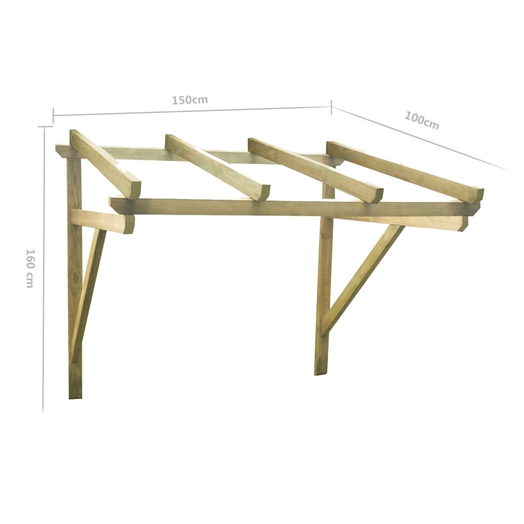 Door Canopy 150x100x160 cm Solid Pinewood